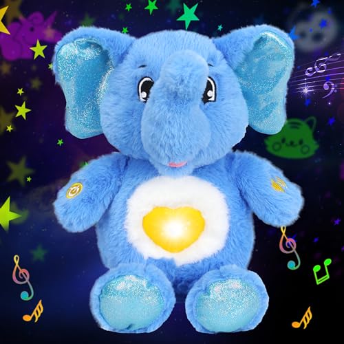 Cuteoy Plush Blue Elephant Star Projector Musical Adjustable Singing Night Light Stuffed Animals Glowing Plushies Toy Gifts for Kids Birthday Easter Christmas13 - Image 1