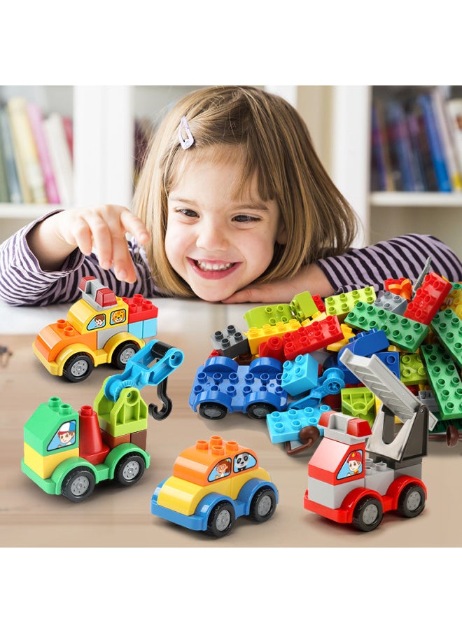 null - Fale Compatible With Lego Block Large Particle Assembled DIY City Series Children's Car Police Engineering Fire Fighting-Color:213 Particles +2 Road Floor Street View + Car-Specifications:20*10*10 - Image 1