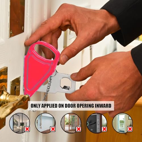 Jaswill Portable Door Lock for Travel, Door Lock Self-Defense Security Device for Home, Apartment, Hotel, Living Motel, School Dorm, House for Open Inwards Door - Image 2