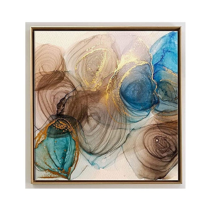 LUXURY WALL ART GOLDEN FLOATING FRAME CANVAS PAINTING FOR LIVING ROOM BEDROOM 18 X 18 INCH F