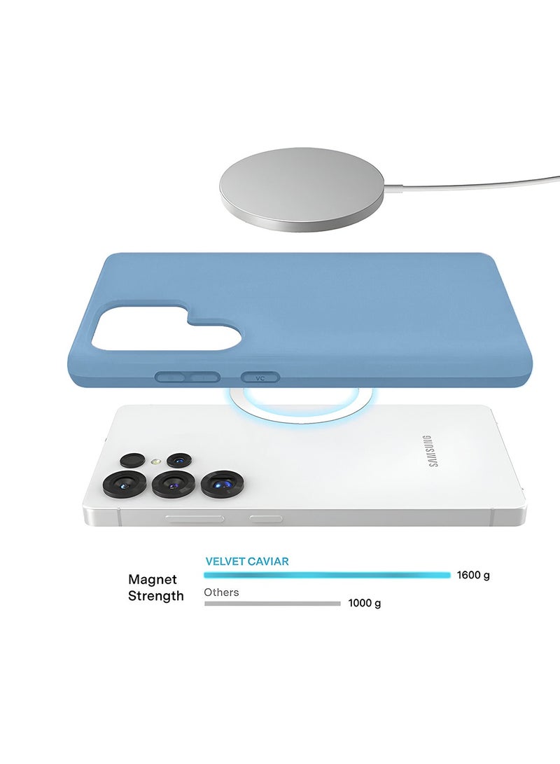 Wtech Samsung Galaxy S25 Ultra 5G 2025 Super Slim, Skinny Seam Like Hard Shell PC Magsafe, Rised Lips Corner Protection Case Cover (MCMPMN) - Winter Blue - Image 4