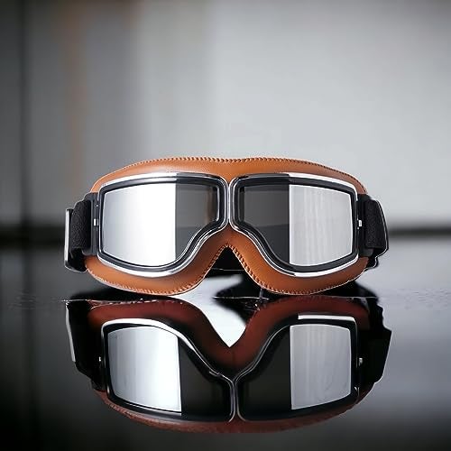 SARTE Motorcycle Riding GogglesAnti-Scratch Eyewear Bike Goggles Retro Motorcross Helmet Goggle for Men(Pack of 1) (Tan Black) - Image 2