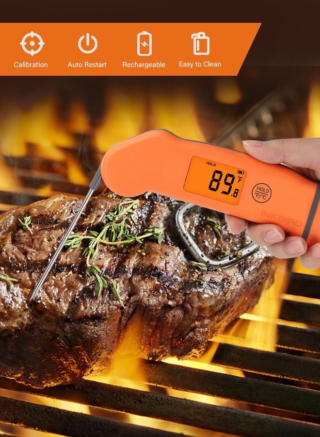إنك بيرد ترمومتر الطعام INKBIRD IHT -1S ترمومتر رقمي سريع القراءة مقاوم للماء مع شاشة قابلة للدوران وإضاءة خلفية تلقائية ترمومتر طهي قابل للشحن للشواية مدخن مطبخ فرن شواء الخبز - Image 5