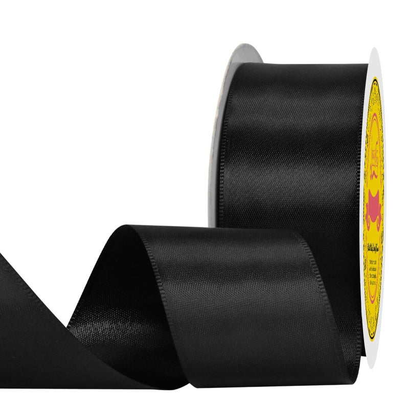 LEEQE Double Face Black Satin Ribbon 78 inch X 25 Yards Polyester Black Ribbon for Gift Wrapping Very Suitable for Weddings Party Invitation Decorations and More