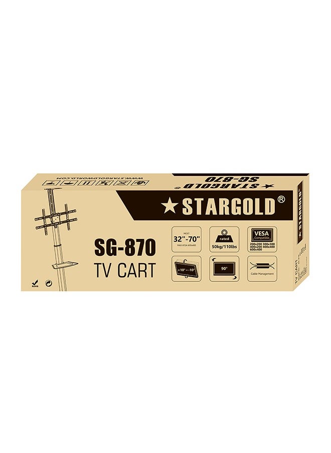 Stargold - TV Floor Stand with Wheels  Floor TV Trolley for 32 to 75 inches  Height Adjustable Screen Rotation with Steel TV Cart with Wheels for LED and LCD Screen Cable Management - Image 1