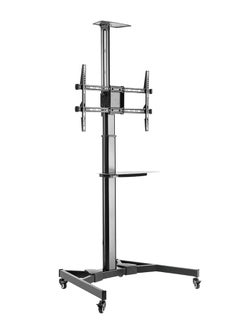 TV Floor Stand with Wheels  Floor TV Trolley for 32 to 75 inches  Height Adjustable Screen Rotation with Steel TV Cart with Wheels for LED and LCD Screen Cable Management