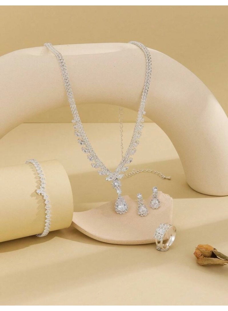 JewelryPalace Amazing Trendy Women's Zirconia Necklace And Earrings And Bracelet And Ring Jewellery Set  - Image 2