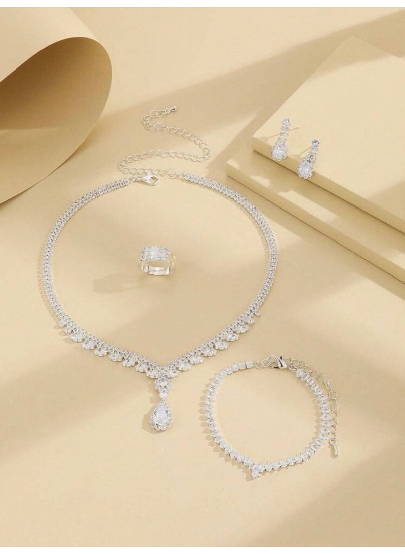 JewelryPalace Amazing Trendy Women's Zirconia Necklace And Earrings And Bracelet And Ring Jewellery Set  - Image 4