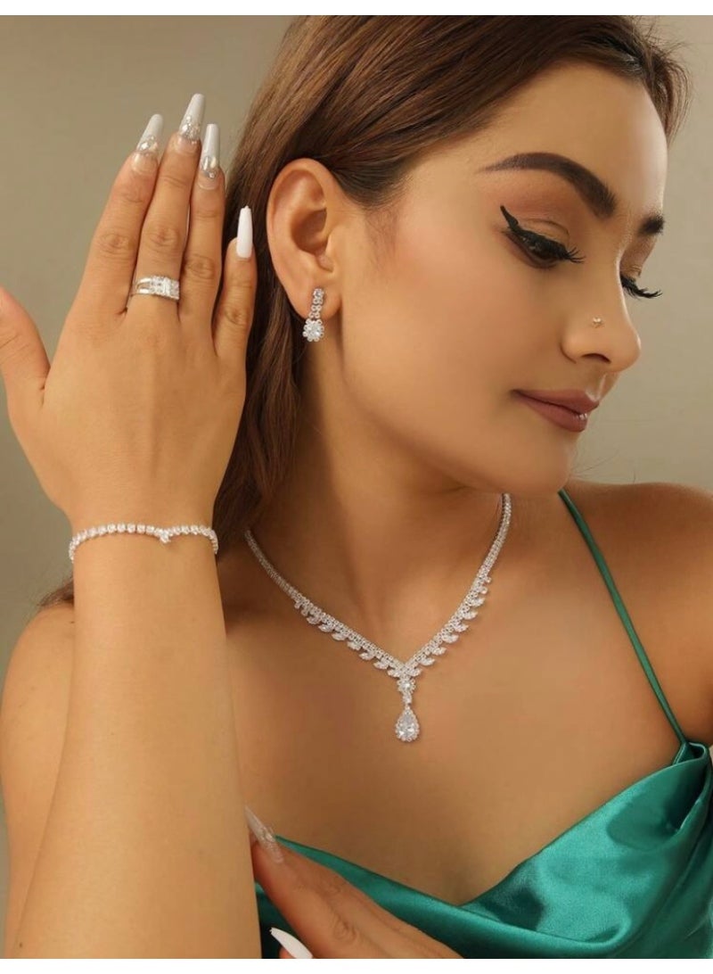 JewelryPalace Amazing Trendy Women's Zirconia Necklace And Earrings And Bracelet And Ring Jewellery Set  - Image 1