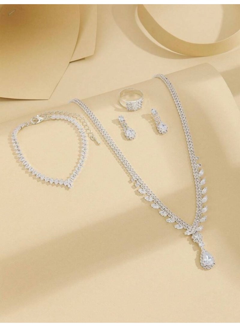 JewelryPalace Amazing Trendy Women's Zirconia Necklace And Earrings And Bracelet And Ring Jewellery Set  - Image 3