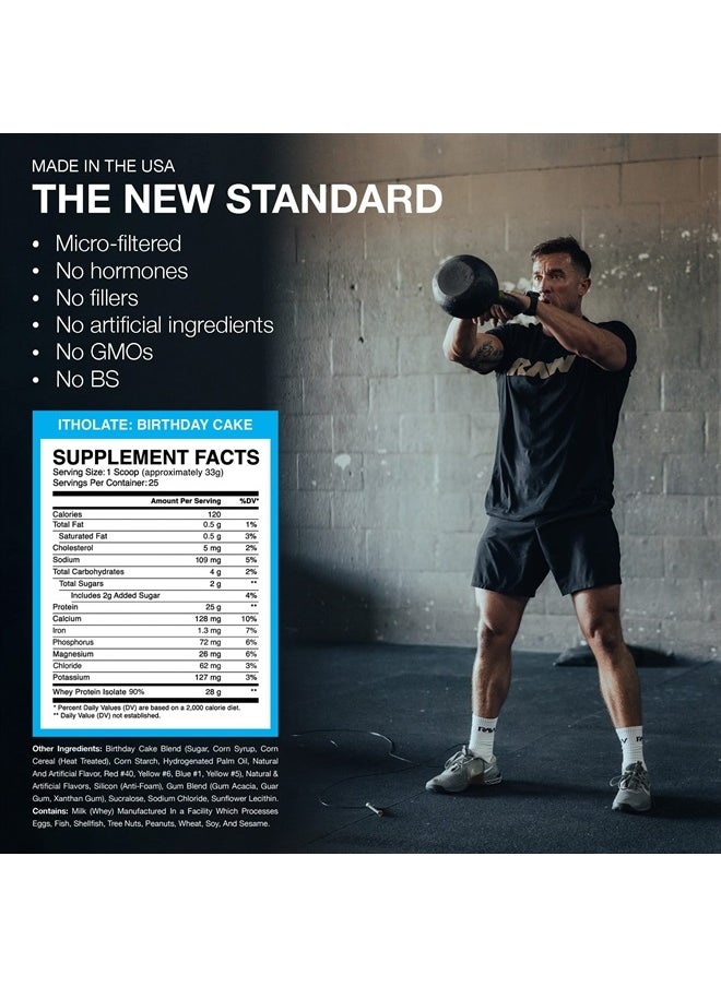 Raw - Whey Isolate Protein Powder, Birthday Cake (CBUM Itholate Protein) - 100% Grass-Fed Sports Nutrition Powder for Muscle Growth & Recovery - Low-Fat, Low Carb - 25 Servings - Image 1
