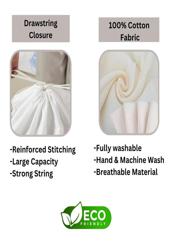 VARU 5 Pack Cotton Dust Bags for Handbags | Drawstring Travel Storage Pouch for Handbag, Purse,Shoes,Boots| Handbag Storage for Closet | Clutch, Purse,Handbag Organizer for Home (15 * 15inch, Beige) - Image 5