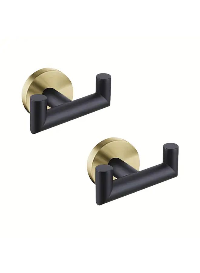 2 Piece Set Brushed 304 Stainless Steel Double Clothes Hook Wall Mounted Coat And Robe Hooks Rust Resistant Waterproof Space Saving Multi Functional For Bathroom Bedroom Easy Install - Image 4