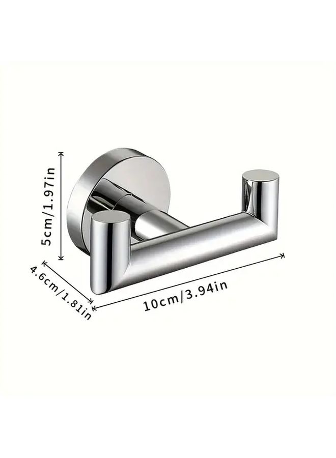 2 Piece Set Brushed 304 Stainless Steel Double Clothes Hook Wall Mounted Coat And Robe Hooks Rust Resistant Waterproof Space Saving Multi Functional For Bathroom Bedroom Easy Install - Image 3