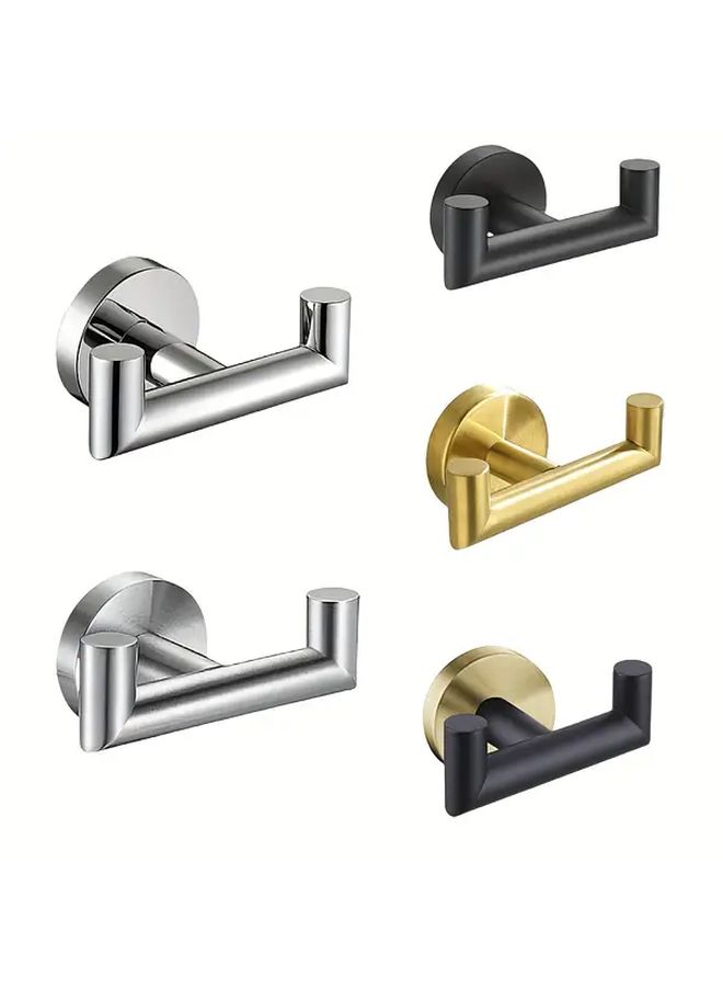 2 Piece Set Brushed 304 Stainless Steel Double Clothes Hook Wall Mounted Coat And Robe Hooks Rust Resistant Waterproof Space Saving Multi Functional For Bathroom Bedroom Easy Install - Image 1
