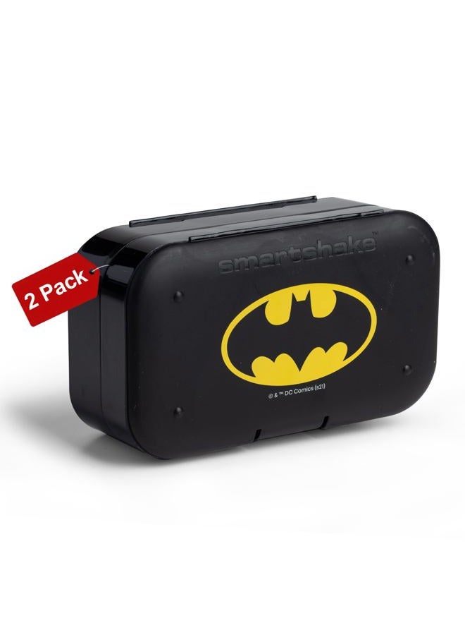 SmartShake DC Batman Pill Box Organizer (Pack of 2) Portable Size, BPA Free & Phthalate Free- Medicine storage box for Daily Use - 7-day Portable pill case for Travel, Vitamin, and Supplement (Batman) - Image 1