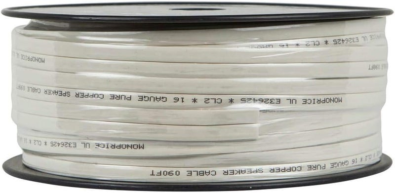 Monoprice Pure Copper Flat Speaker Wire - CL2 in Wall Rated, Jacketed in PVC Material, 16AWG, 100 Feet - Image 3