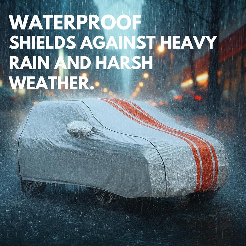 ASHU AYSHU Waterproof Car Cover for Maruti Suzuki Wagon-R | Mirror & Antenna Pocket | Anti-Scratch Soft Cotton Inner Layer | Triple Stitched | Heat Resistant Metallic Silver | All-Weather Protection - Image 3