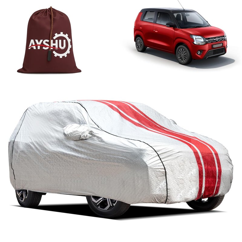 ASHU AYSHU Waterproof Car Cover for Maruti Suzuki Wagon-R | Mirror & Antenna Pocket | Anti-Scratch Soft Cotton Inner Layer | Triple Stitched | Heat Resistant Metallic Silver | All-Weather Protection - Image 1