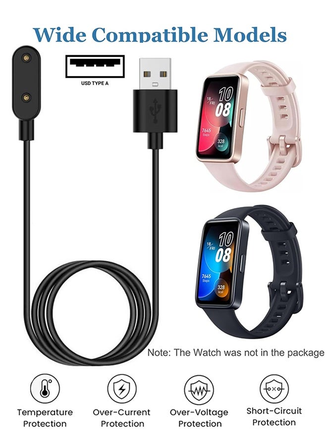 يونيك كابل شاحن منفذ USB-A بطول 1 متر متوافق مع Huawei Watch Fit / Fit 2 / Fit Mini - Huawei Band 7/7NFC / 6/6 Pro - Huawei 4X / 4Pro - Honor Watch ES - كابل شحن الساعة الذكية Honor Band 6 - حماية من تيار الجهد الزائد - كابل شحن عالمي للساعة الذكية - سلك شحن مغناطيسي بديل للساعة الذكية - أسود 3.3 قدم - Image 1