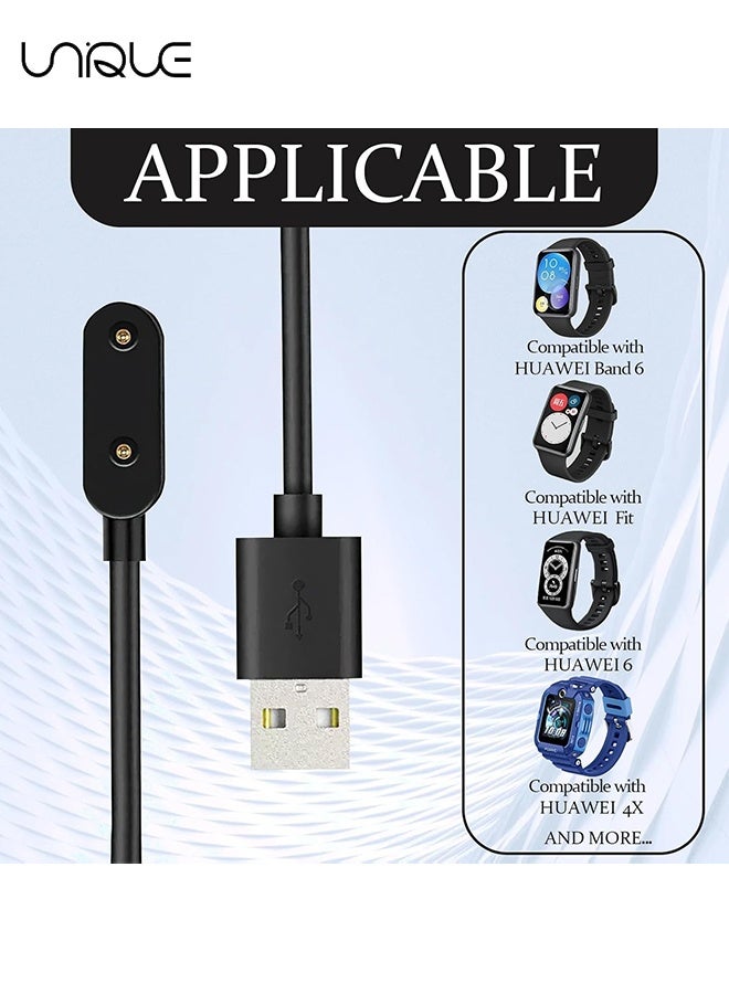 يونيك كابل شاحن منفذ USB-A بطول 1 متر متوافق مع Huawei Watch Fit / Fit 2 / Fit Mini - Huawei Band 7/7NFC / 6/6 Pro - Huawei 4X / 4Pro - Honor Watch ES - كابل شحن الساعة الذكية Honor Band 6 - حماية من تيار الجهد الزائد - كابل شحن عالمي للساعة الذكية - سلك شحن مغناطيسي بديل للساعة الذكية - أسود 3.3 قدم - Image 3