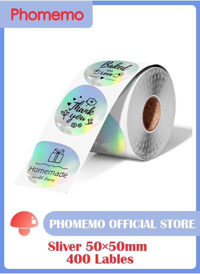 phomemo Circle Labels- 2" Thermal Round Laser Color Label for Barcode, DIY Logo Design, Small Business, Compatible with Most of Shipping Label Printers, 400pcs/Roll  - Image 1