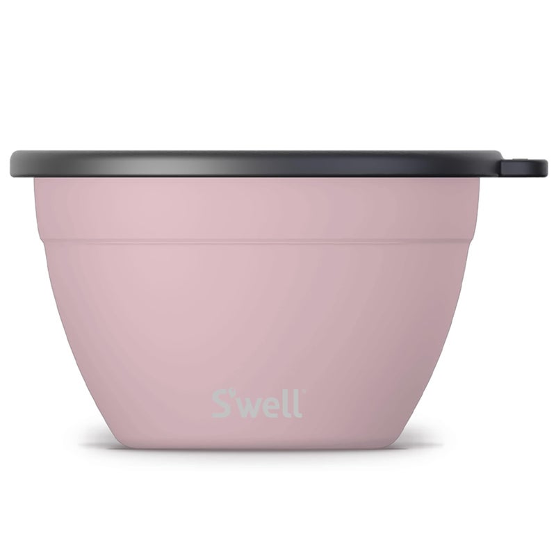 S'well S'well Stainless Steel Salad Bowl Kit 64oz  Pink Topaz  Comes with 2oz Mini Canister and Removable Tray for Organization  Leakproof  Easy to Clean  Dishwasher Safe - Image 1
