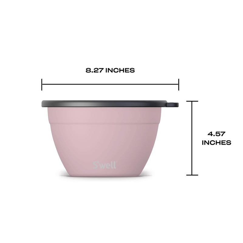 S'well S'well Stainless Steel Salad Bowl Kit 64oz  Pink Topaz  Comes with 2oz Mini Canister and Removable Tray for Organization  Leakproof  Easy to Clean  Dishwasher Safe - Image 4