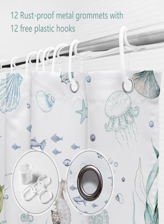 MEHOFOND Nautical Shower Curtain Coral Seashell Beach Shower Curtains for Bathroom Decor Under The Sea Themed Bathroom Shower Washable Durable Fabric Shower Curtains 72x72 in - Image 5