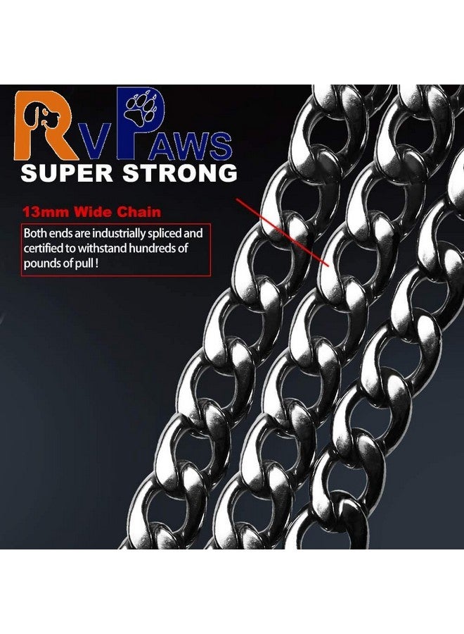 سلسلة مقود متينة من النحاس بطول 50 بوصة، سلسلة مقود معدنية للحيوانات الأليفة مقاومة للمضغ ومتينة مع مقبض مبطن للتدريب في الهواء الطلق - Image 3