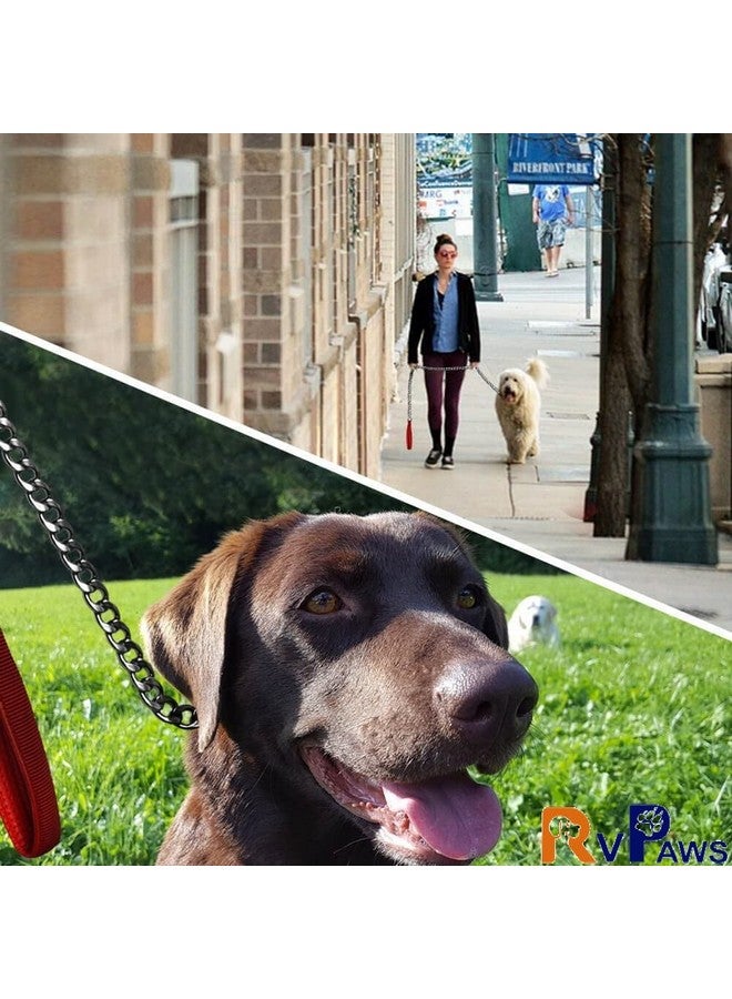 سلسلة مقود متينة من النحاس بطول 50 بوصة، سلسلة مقود معدنية للحيوانات الأليفة مقاومة للمضغ ومتينة مع مقبض مبطن للتدريب في الهواء الطلق - Image 4