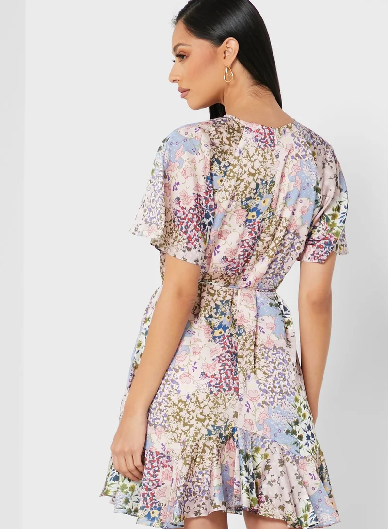 Ted Baker Lalu Flutter Sleeve Printed Dress