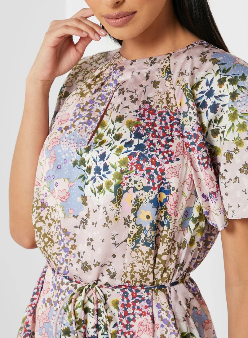 Ted Baker Lalu Flutter Sleeve Printed Dress