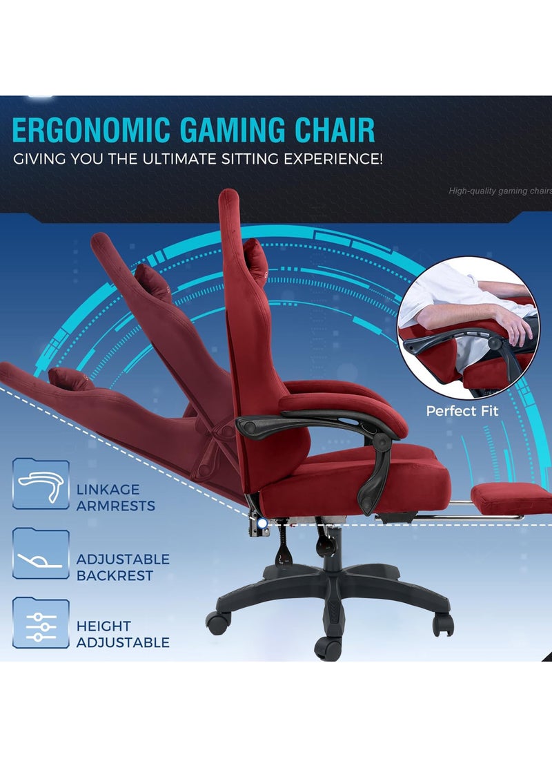 ACPLAY - Ergonomic Gaming Chair with Footrest, High-Back Design, Adjustable Recline, Breathable & Comfortable Fabric, Lumbar Support, Large Size for Adults - Image 1