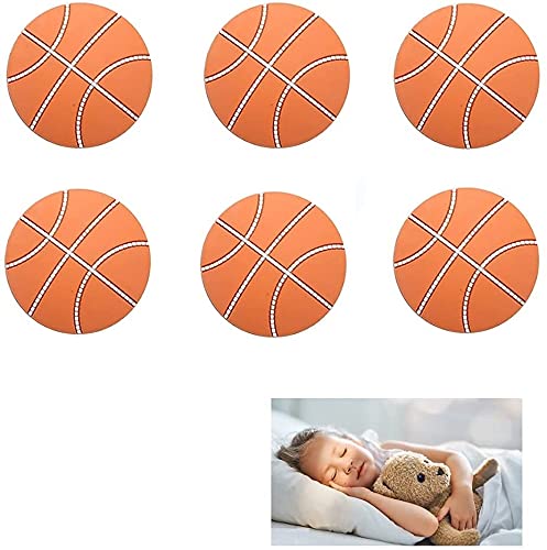 KolorFish Door Stopper Wall Protector, Bumper Self Adhesive Door Knob Pads Soft Rubber Round Basketball Pattern for Protecting Wall, Fridge Door, Cabinets, Toilet (Orange) Pack of 6 - Image 1