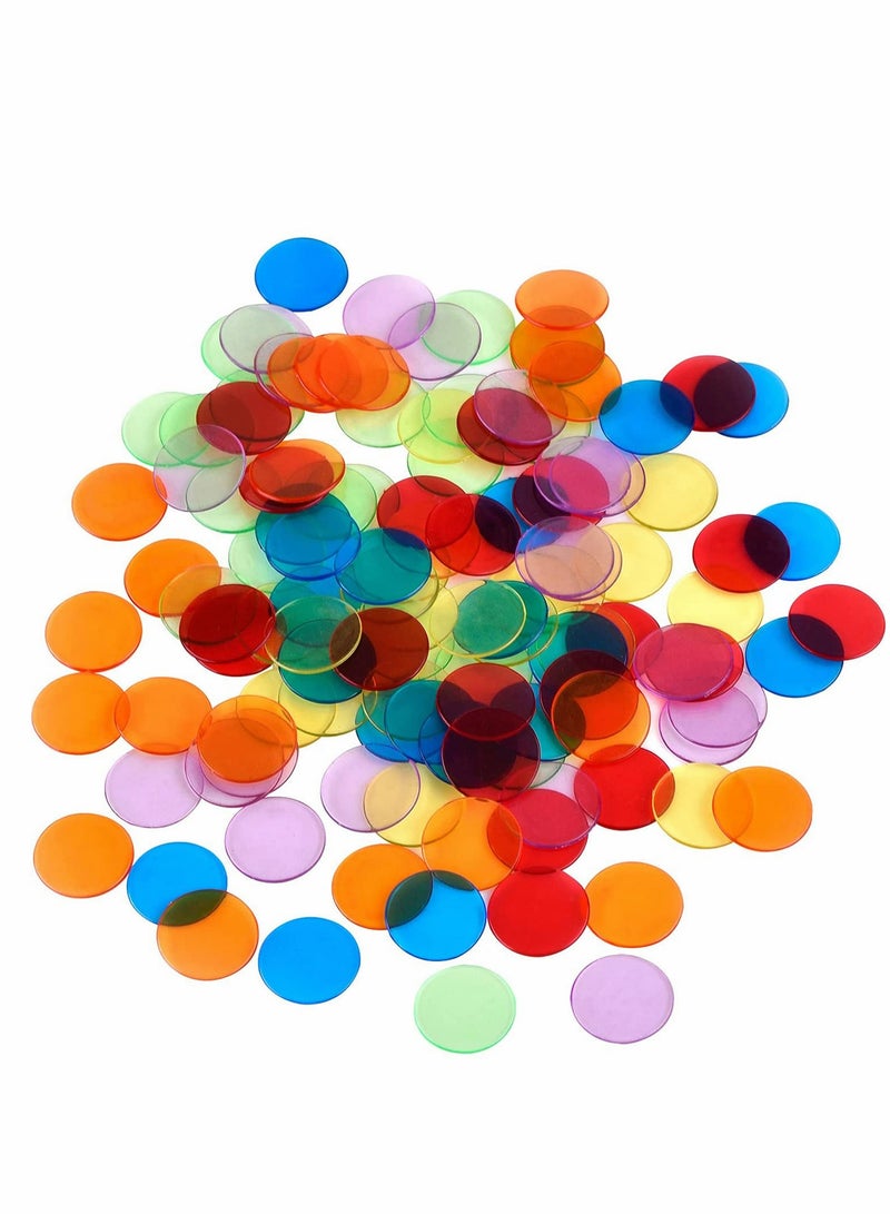 Multicolored Transparent Bingo Chips with Storage Bag for Counting and Games 250 Pieces - Image 1