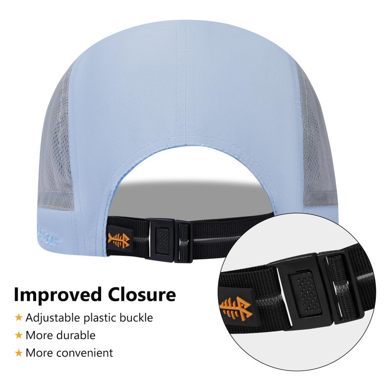 BASSDASH Folding Fishing Baseball Cap UPF 50+ Water Resistant Outdoor Portable Brim Hats for Women Men Hiking Adjustable Light Blue - Image 2