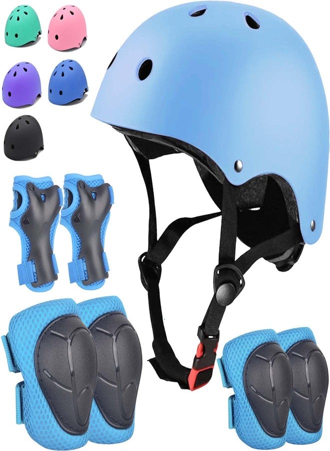 FOOKCIAN Kids Bike Helmet Set Adjustable for Children, Boys, Girls and Teenagers Aged 3-8 Years Includes Elbow, Knee, Wrist Guards Children's Helmet Protection Set for Bikes SkateboardsRollerskates - Image 1
