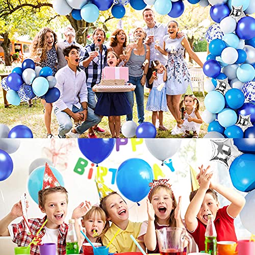 LAZYBEEE Navy Blue Balloons Arch Garland Kit, 109 Pcs Royal Light Blue Confetti Silver Star Foil Balloons for Blue Boys Birthday Wedding Party Decorations Supplies & 4Pcs Tools - Image 5