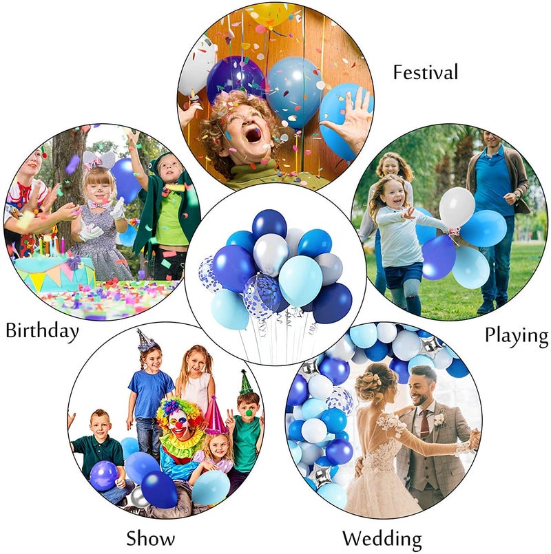 LAZYBEEE Navy Blue Balloons Arch Garland Kit, 109 Pcs Royal Light Blue Confetti Silver Star Foil Balloons for Blue Boys Birthday Wedding Party Decorations Supplies & 4Pcs Tools - Image 4