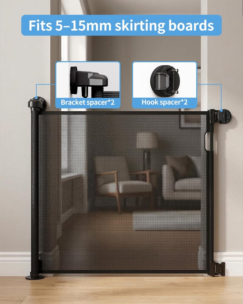 Veraste (2 Pack) Retractable Baby Gate for Doorways and Stairs, Mesh Safety Gate for Pet, Indoor & Outdoor Use, One-Hand Operation, Easy Installation, 33.6" Tall, Expands to 55" Wideï¼ˆBlack,33.6"x55" - Image 4
