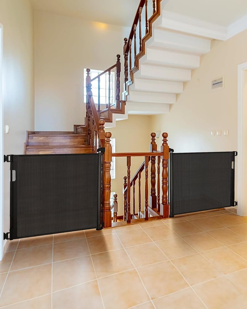 Veraste (2 Pack) Retractable Baby Gate for Doorways and Stairs, Mesh Safety Gate for Pet, Indoor & Outdoor Use, One-Hand Operation, Easy Installation, 33.6" Tall, Expands to 55" Wideï¼ˆBlack,33.6"x55" - Image 2