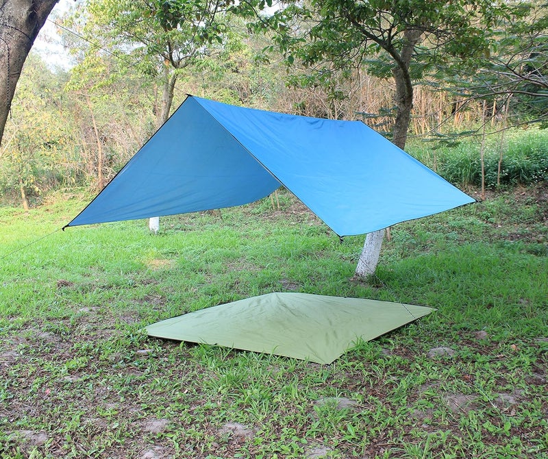 WoneNice 10x10 FT Waterproof Camping Tarp, Lightweight UV Protection Camping Cover for Tents, Beach, Picnics, Car and Adventure, Sky Blue - Image 5