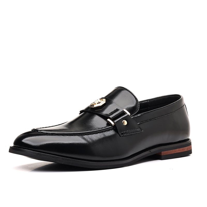 Men'S British Casual Leather Shoes For , Large Size Metal Buckle Slip-On Men'S Shoes, Fashionable Men'S Loafers - Image 1