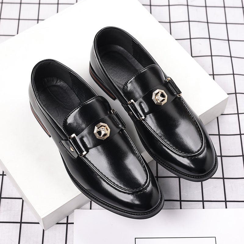 Men'S British Casual Leather Shoes For , Large Size Metal Buckle Slip-On Men'S Shoes, Fashionable Men'S Loafers - Image 5