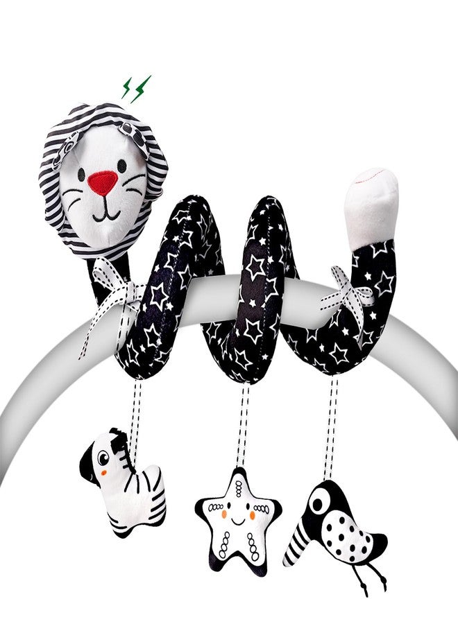LiKee Spiral Car Seat Toys for Babies 0-6 Months, Black High Contrast Plush Hanging Baby Stroller Toys, Crib & Carseat Sensory Activity for Newborn, Ages 0+ Years 6-12 Month Infants Boy Girl Gifts - Image 1