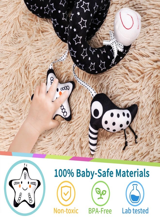 LiKee Spiral Car Seat Toys for Babies 0-6 Months, Black High Contrast Plush Hanging Baby Stroller Toys, Crib & Carseat Sensory Activity for Newborn, Ages 0+ Years 6-12 Month Infants Boy Girl Gifts - Image 5