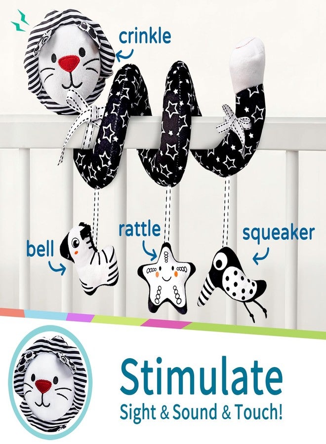 LiKee Spiral Car Seat Toys for Babies 0-6 Months, Black High Contrast Plush Hanging Baby Stroller Toys, Crib & Carseat Sensory Activity for Newborn, Ages 0+ Years 6-12 Month Infants Boy Girl Gifts - Image 2