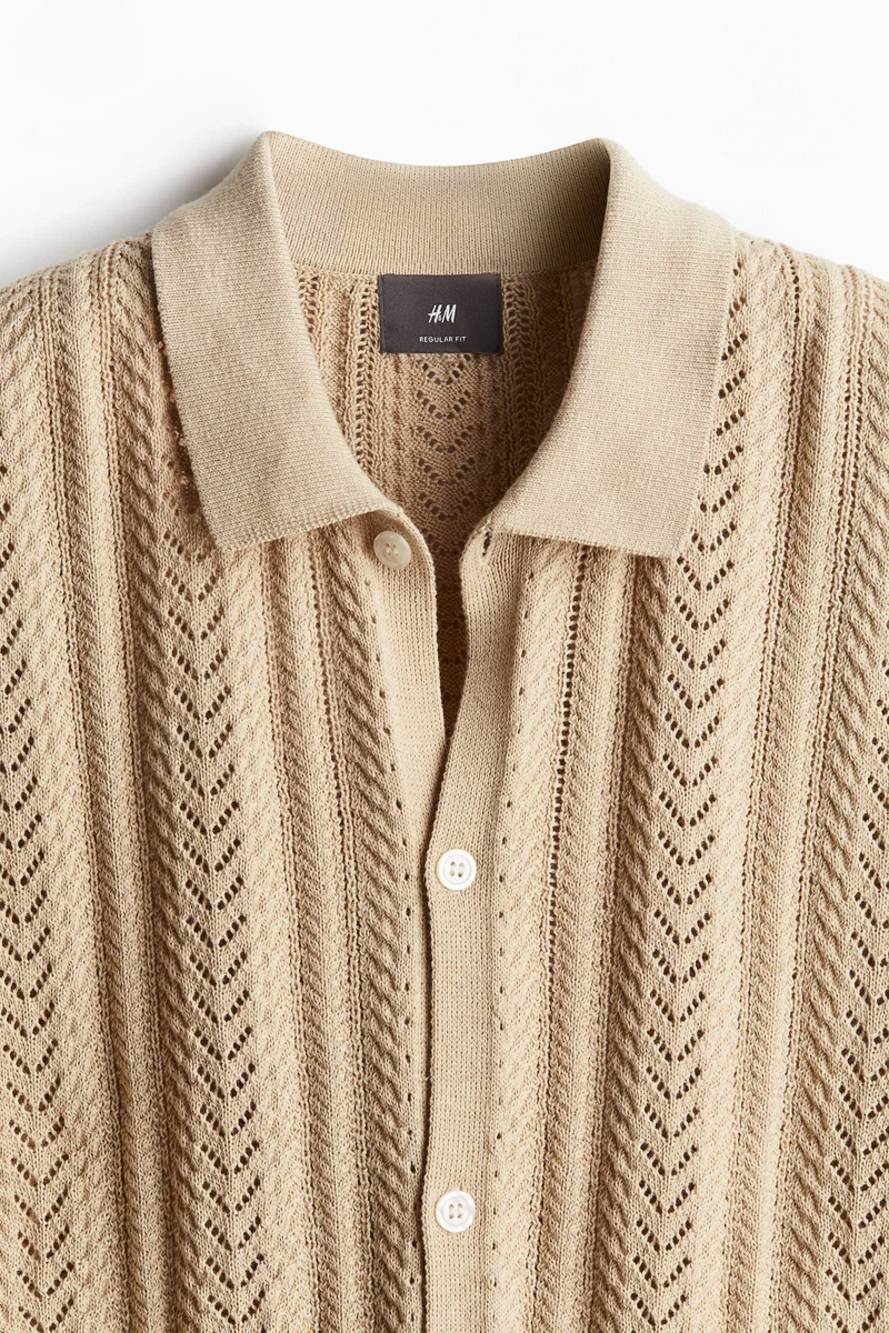 Regular Fit Pointelle-knit shirt