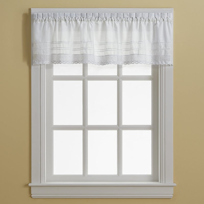 CHF  You Crochet Sheer Window Valance Kitchen Curtain for Windows Living Room Bedroom Laundry Bathroom Rod Pocket 58W x 14L inch 1 Piece White